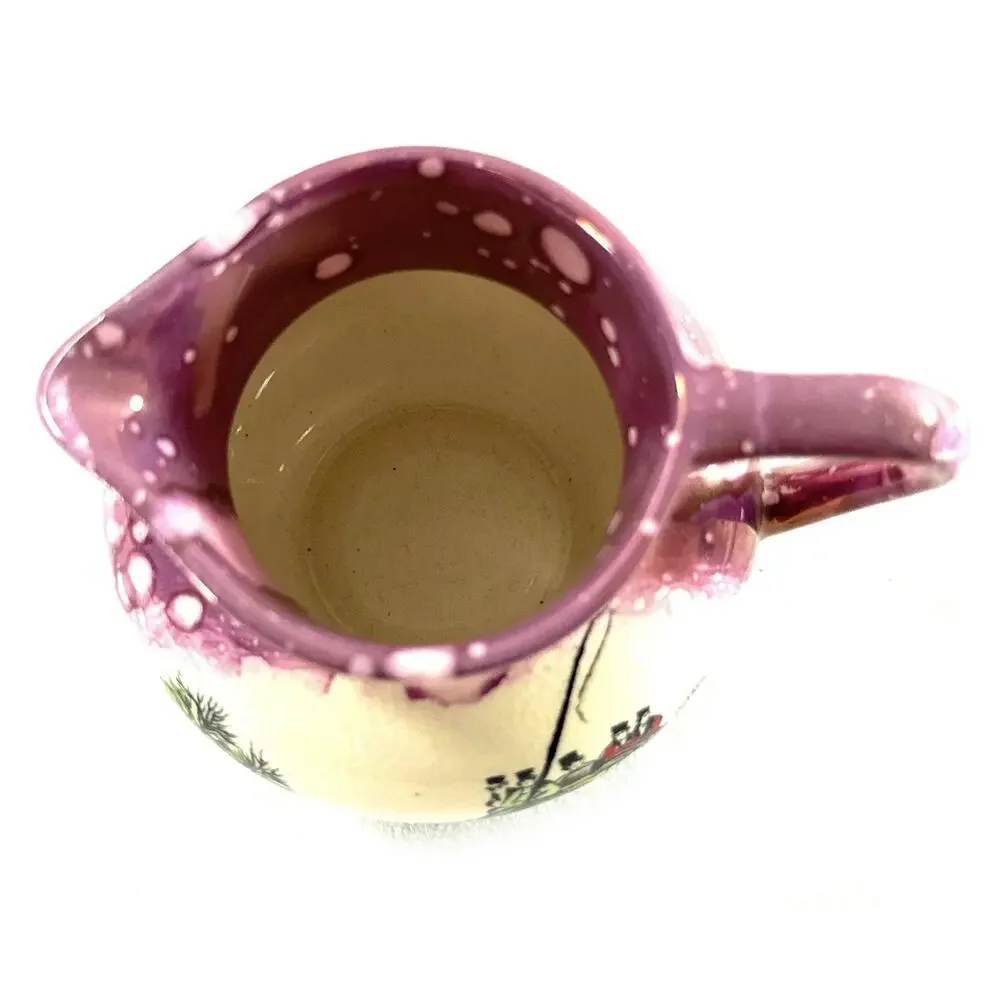Sandland Old Castle Stage Coach Creamer Jug Purple Splash 1940s Grays